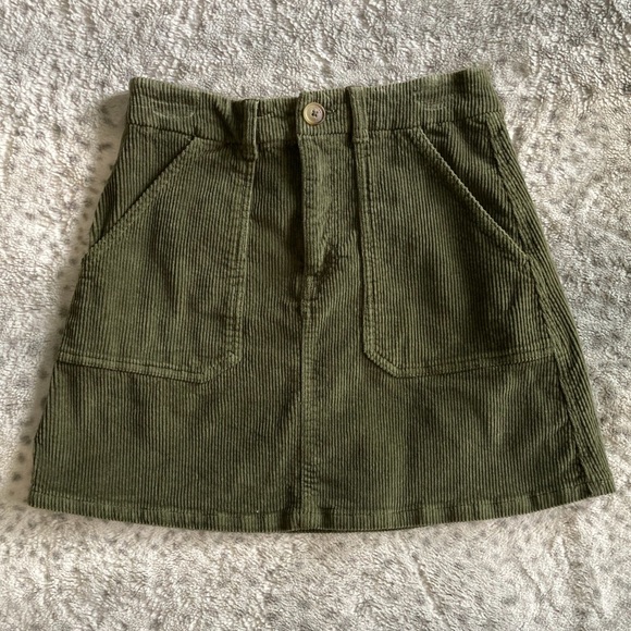 Corduroy High Wasted A Line Skirt - Picture 3 of 8